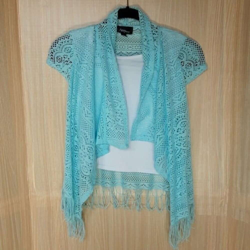 Amy Wear Crochet look cardigan/tank Top